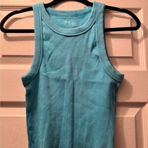 Teal Ribbed Crop Tank Aerie